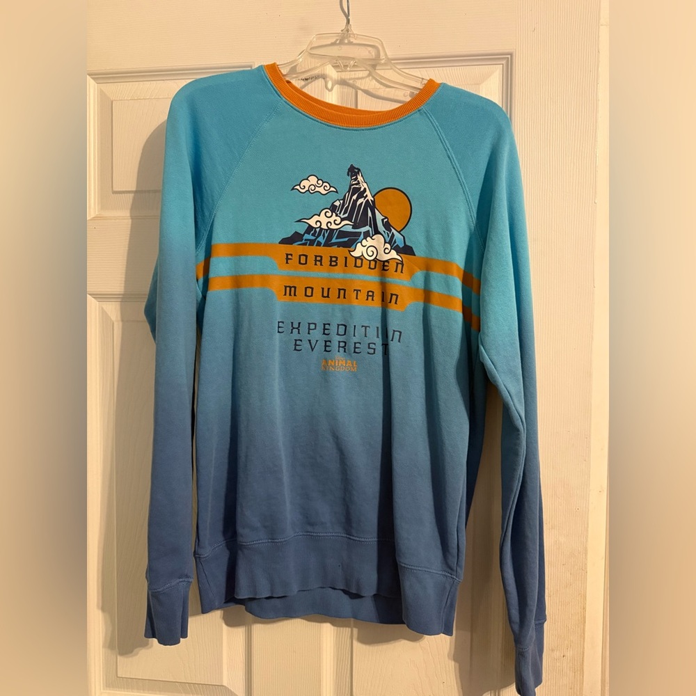 Disney Sweater Adult XS Blue Expedition Everest Animal Kingdom Forbidden Mount
